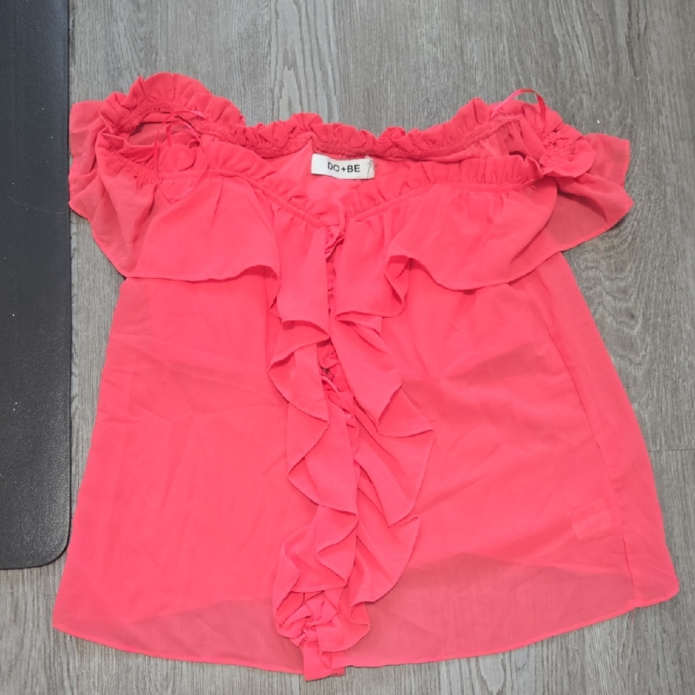 DO+BE Coral Ruffle Blouse